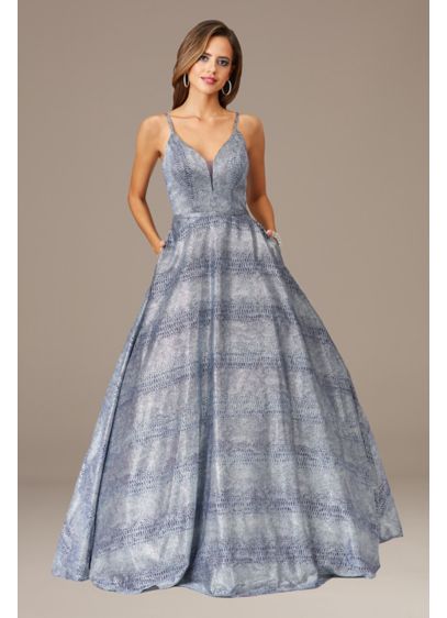 Lara Georgia Shimmer Print Ball Gown with Pockets - Both beautiful and functional, this ball gown is